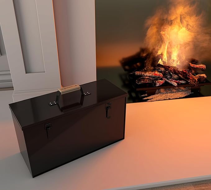 Fire Beauty Fireside Ash Carrier,Metal Ash Storage Box,3 Gallon Ash Tidy Container with Lid,Ash Pail,Fireplace Ash Bucket Bin for Fireplace, Fire Pits, Wood Burning Stoves, Grill, Outdoor