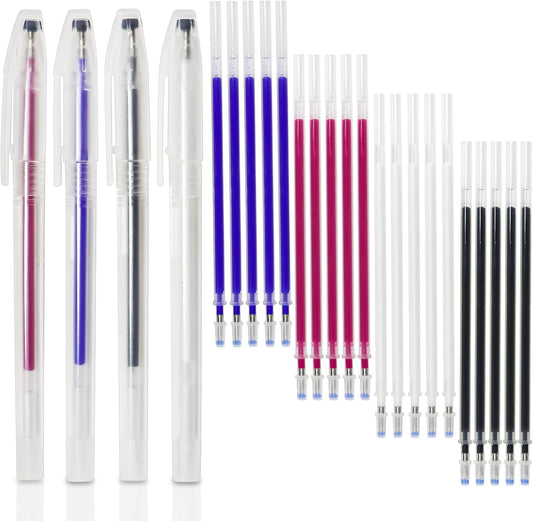 20 Pcs Heat Erasable Pens for Fabric 4 Colors Heat Erasable Fabric Marking Pens for Sewing Quilting Embroidery Dressmaking