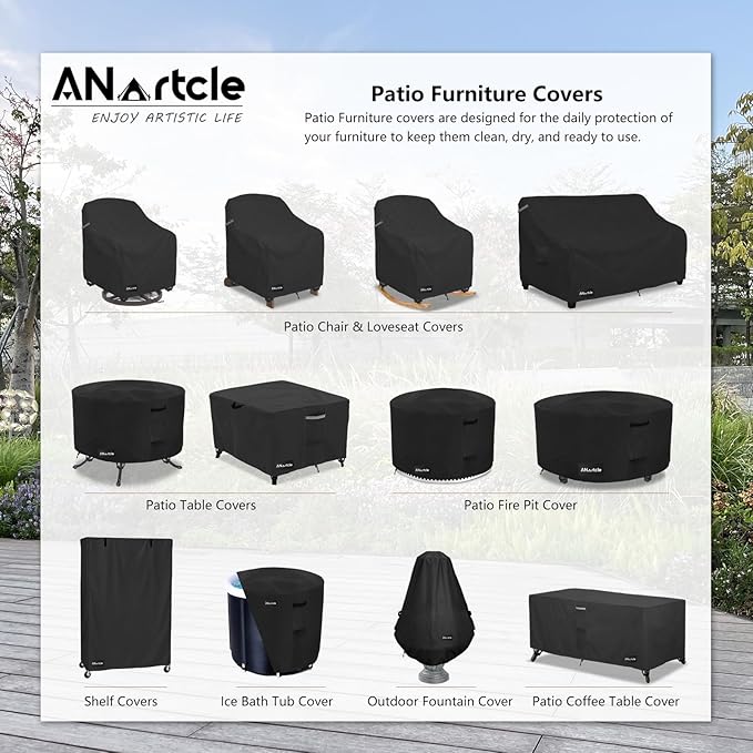 Swivel Patio Chair Cover 4 Pack,600D Waterproof Heavy Duty Outdoor Chair Cover(33 W x 35 D x 36 H inches),Patio Furniture Covers,Outdoor Furniture Covers Waterproof,Black