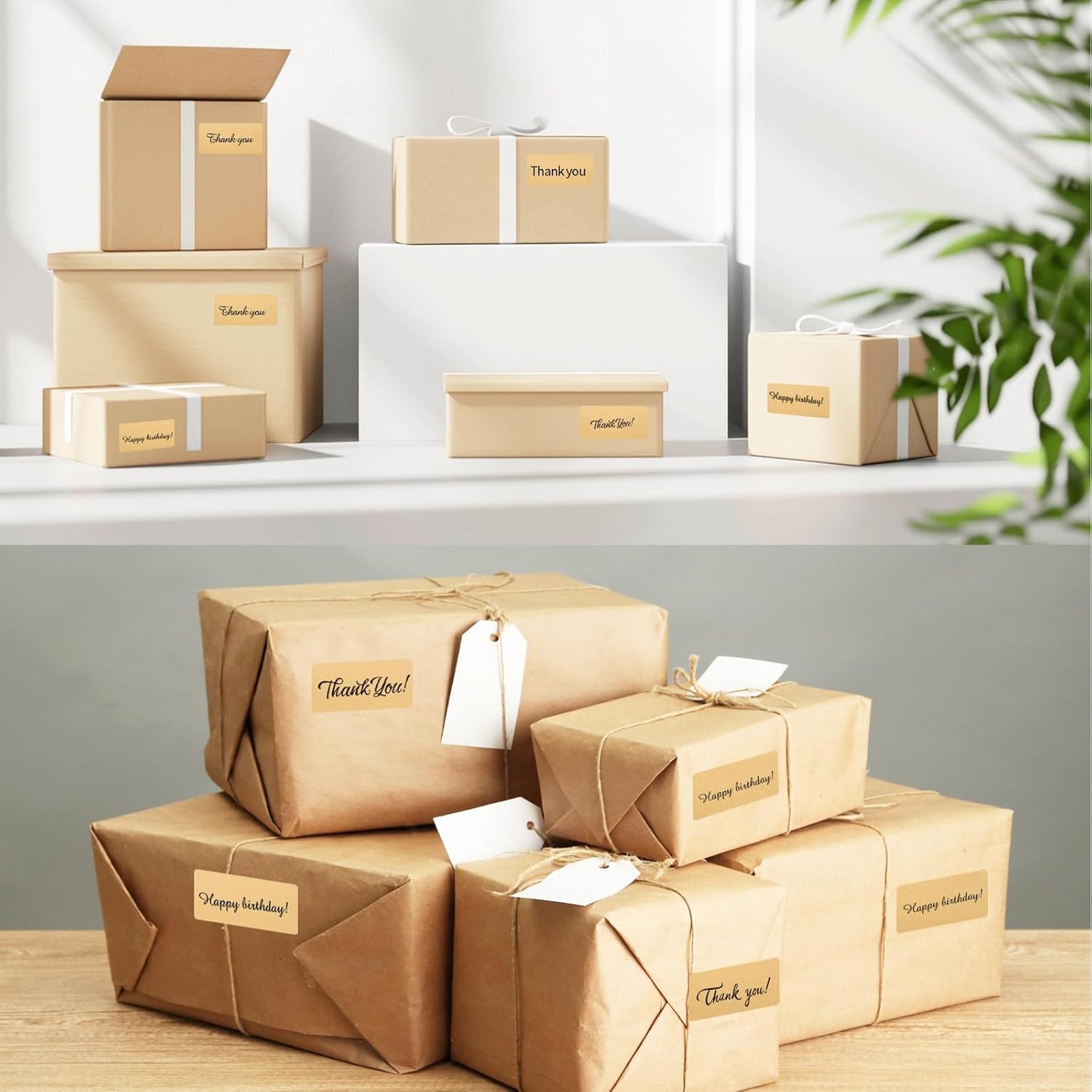 2x1 Inch BrownThermal Labels, Waterproof Brown Thermal Printer Stickers, Self-Adhesive Shipping Label Printer Sticker for Barcode, Name, Address, 300 Labels/Roll Perforated Lines