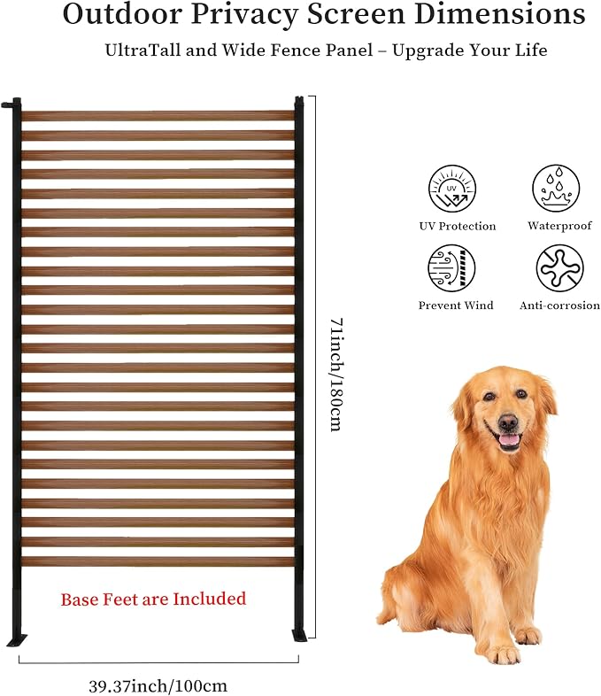 Outdoor Privacy Screens, 3.28FT X 6FT Decorative Privacy Fence Panels for Patio, Backyard and Garden