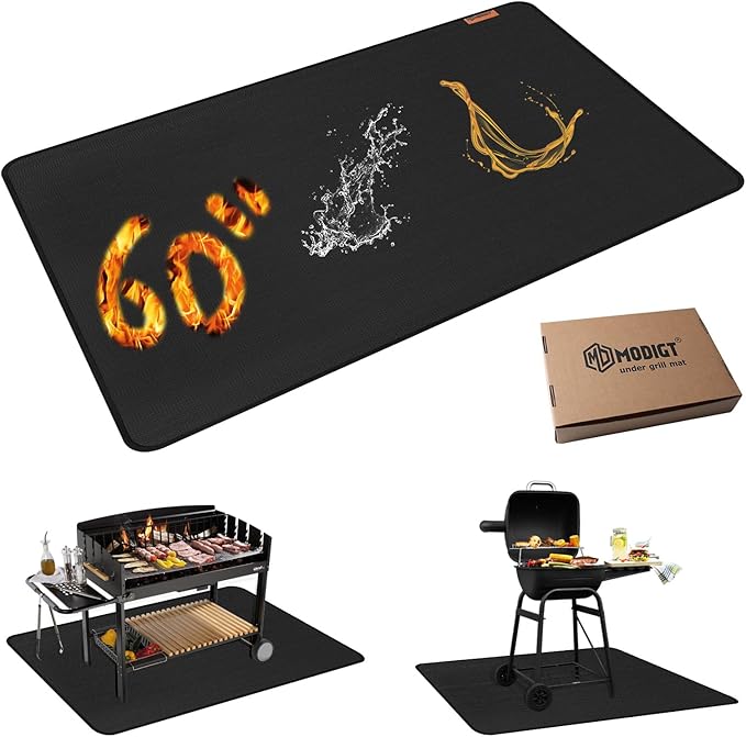 MODIGT 60"×48" Under Grill Mat for Outdoor Grill,Double-Side Fireproof & Heat-Resistant Outdoor Grill Mat,Protective Mat for Patio,Courtyard,Tabletop