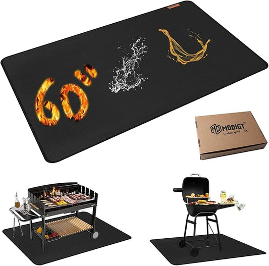 MODIGT 60"×48" Under Grill Mat for Outdoor Grill,Double-Side Fireproof & Heat-Resistant Outdoor Grill Mat,Protective Mat for Patio,Courtyard,Tabletop
