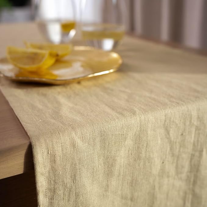 Linen Table Runner 90 inches Long- 100% Pure Linen Flax - Stonewashed European Linen Table Runner (Royal Creme, 14 x 90 Inch) - for Dining, Fall, Autumn, Thanksgiving