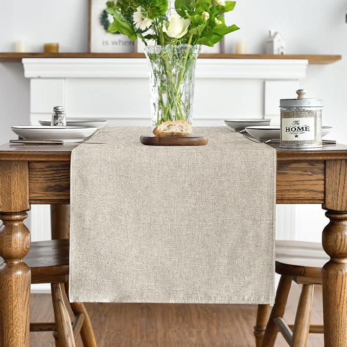 Artoid Mode Light Brown Table Runner, Seasonal Fall Washable Kitchen Dining Table Decoration for Home Party Decor 13x120 Inch