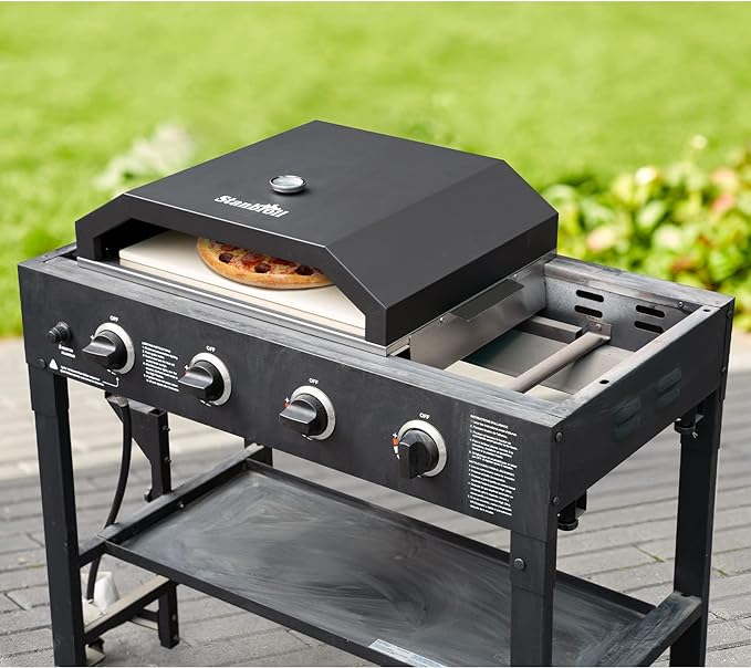 Stanbroil Pizza Oven for Blackstone 36" Gas Griddle Cooking Station, Outdoor Pizza Maker with Side Panels and Temperature Gauge, 17.7 in. x 13.7 in. Pizza Stone