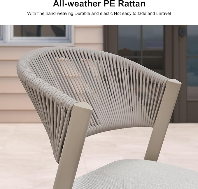 PURPLE LEAF 13-Piece Patio Dining Set Outdoor Furniture Rectangular Table and Chairs Set with Aluminum Frame and Wicker Rattan for Garden Deck Backyard Kitchen Champagne Outdoor Set