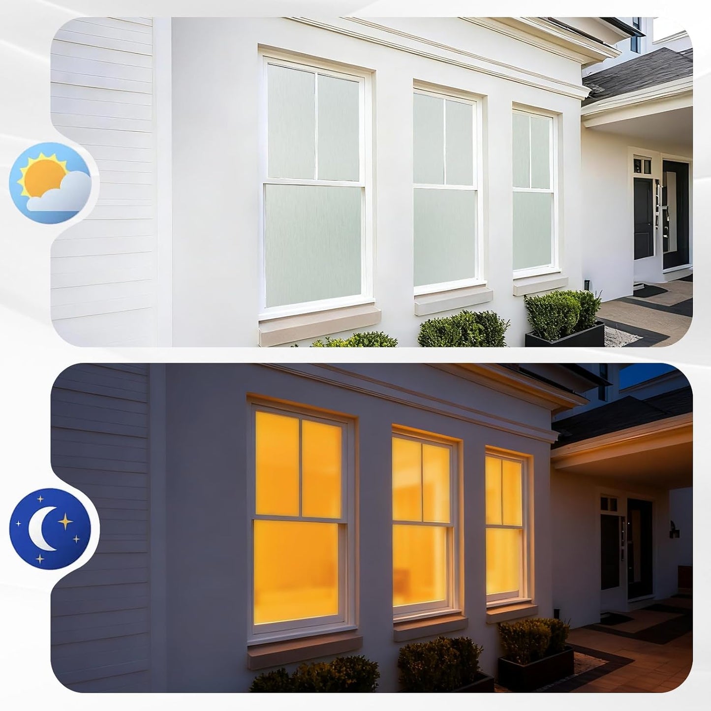 Borsky Frosted Glass Window Film - Static Cling, 96% UV Blocking Non-Adhesive Privacy Window Film, Removable Window Cling with Day & Night Privacy for Bathroom Home Office, 35.4 x 78.7 Inches, Pure