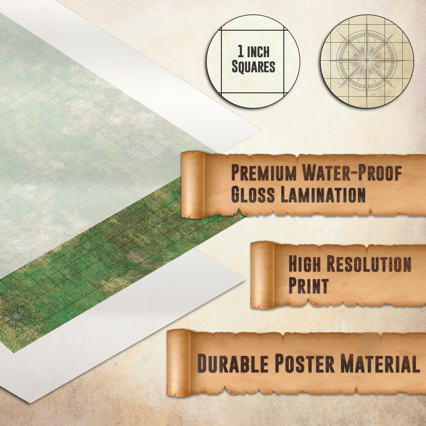 Melee Mats DND Map Starter Kit for Dungeons & Dragons Game - 24” x 36" 3 Pack Double Sided, Wet/Dry Erase Battle Terrain Grid - Ultimate Tabletop Board Gaming Experience with Accessories