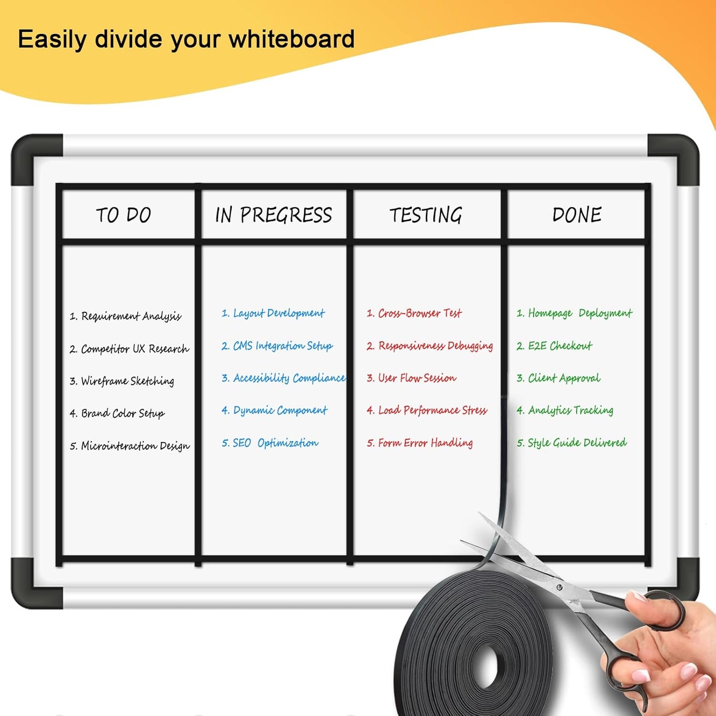 Magnetic Tape Roll Thin Strip, 1/5 Inch x 33 Feet Magnet Tape Line for Classroom Office, Magnetic Boarders for Witeboard (Black)