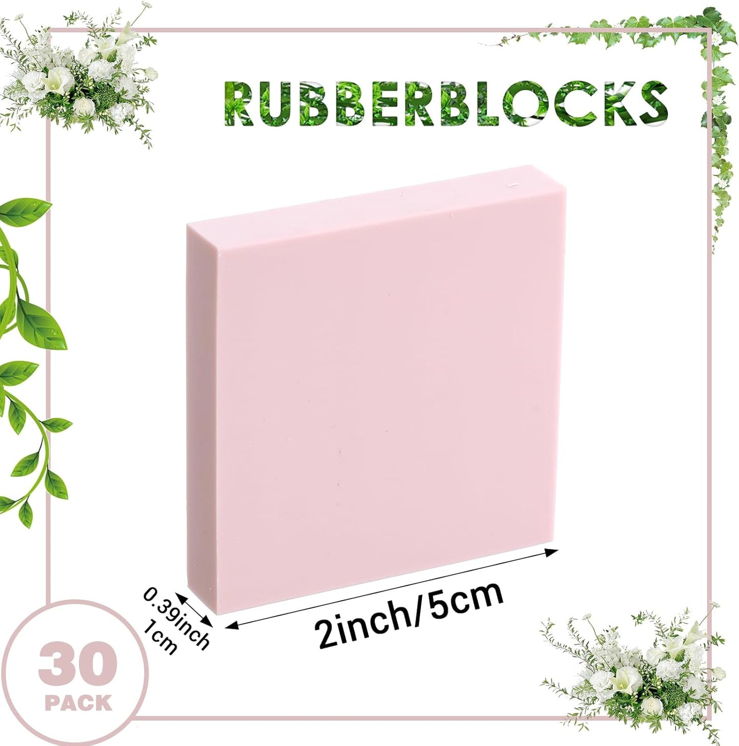 30 Pcs 2" X 2" Rubber Carving Blocks Linoleum Blocks for Printmaking, Stamp Making, DIY Crafting, Scrapbook, Painting, Soft and Easy to Carve (Pink)