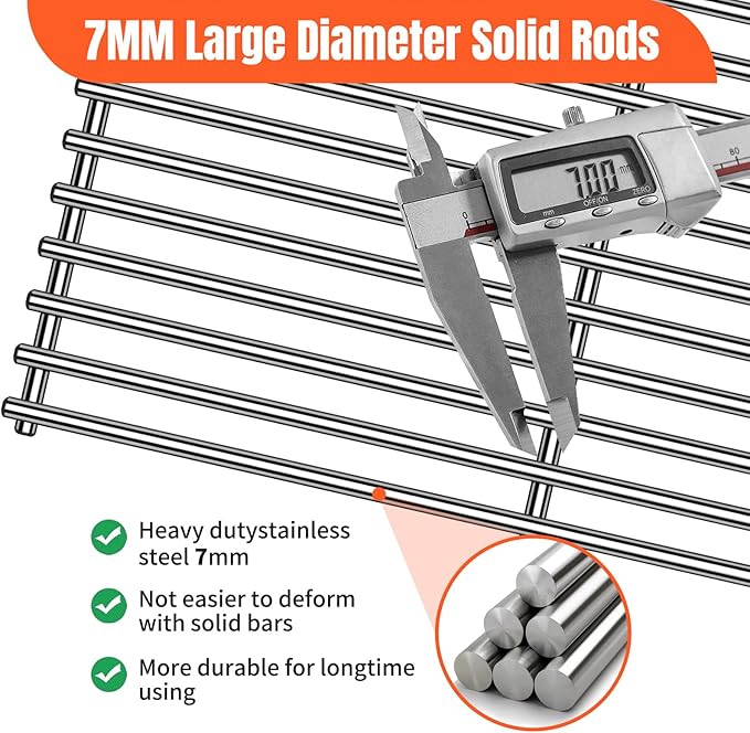 1 Pack 40901 Grill Steel Wire Cooking Grid Rock Grates Replacement Parts for BBQ Grillware Models,for El Patio Models,14 inch x 24 3/8 inch