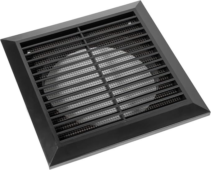 Black 6" Inch Ventilation Grille - Inside/Outside use - (Flange 5.9"Ø/Cover 8"x8") - Air Vent Louver - Exhaust Hood - Available 3 Sizes / 4 Colors.