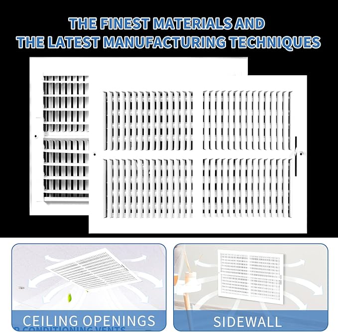 18x12 Vent Register [Duct Opening], Vent Covers for Home Ceiling, Two-Way Ventilation Register, Adjustable Solid Steel Wall Register Vent Cover (18"W x12"H [Duct Opening])