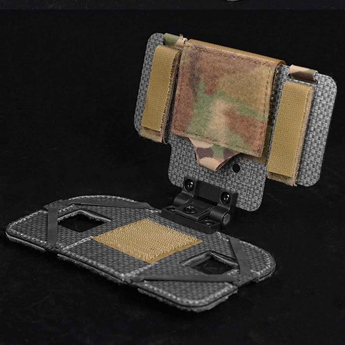 Let Me Be Airsoft Plate Carrier Molle Phone Carrier Outdoor Lightweight Navigation Board，Wide Angle Foldable Phone Holder Chest Rig Hovering Mount Tactical Vest Accessory (Wolf Gray)