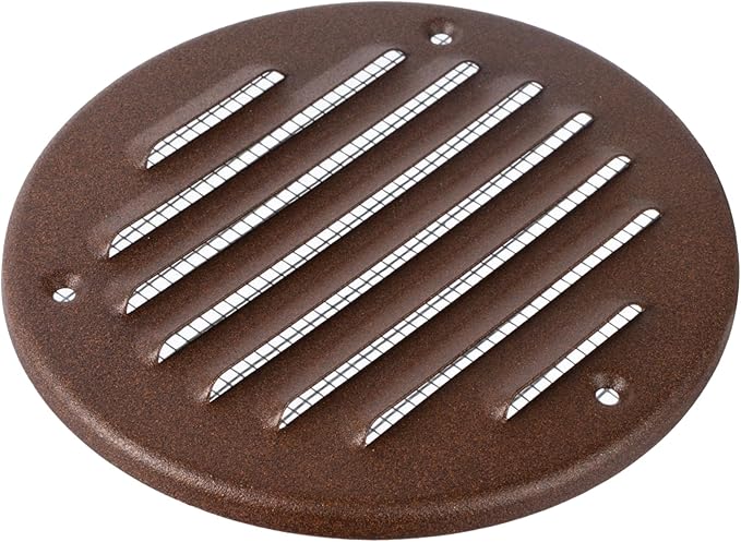 Square Ventilation Grille / 5" Inch Inside Measurement/Brown Metal Air Vent Louver - Inside/Outside use/Ø 5.25" Inch Outer Measurement