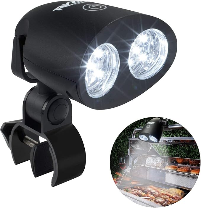 Grill Light BBQ Accessories: Upgraded 10 LEDs Bright Outdoor Grill Light - Unique Valentines Day Gifts for Him Mens Husband Dad - Flexible Rotation Adjustable C-clamp Smoker Grilling Accessories