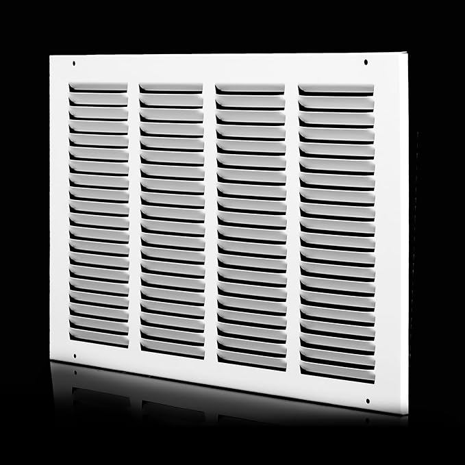 16x10 Return Air Grille (Duct Opening Size), Air Return Vent Cover, AC Vent Cover, Cold Air Return Vent Cover, Flat Return Air Grilles, Outer Dimensions:17.75"W x 11.75"H (16"Wx10"H, Duct Opening)