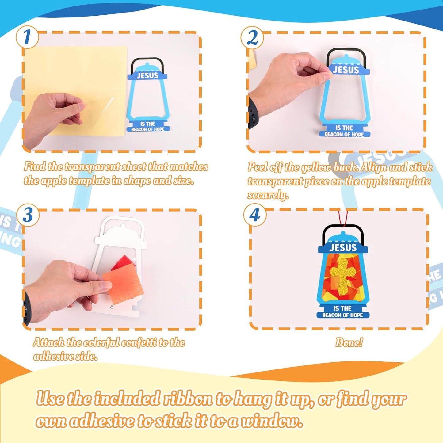 40PCS Sunday School VBS Crafts Bulk: Paper Cross Nativity Suncatchers, Jesus Religious Christian Classroom Camping Activity DIY Kits Gifts Church Decorations, Window Stained Glass Effect Art Supplies