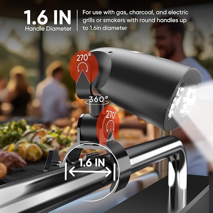 Grill Light BBQ Accessories: Upgraded 10 LEDs Bright Outdoor Grill Light - Unique Valentines Day Gifts for Him Mens Husband Dad - Flexible Rotation Adjustable C-clamp Smoker Grilling Accessories