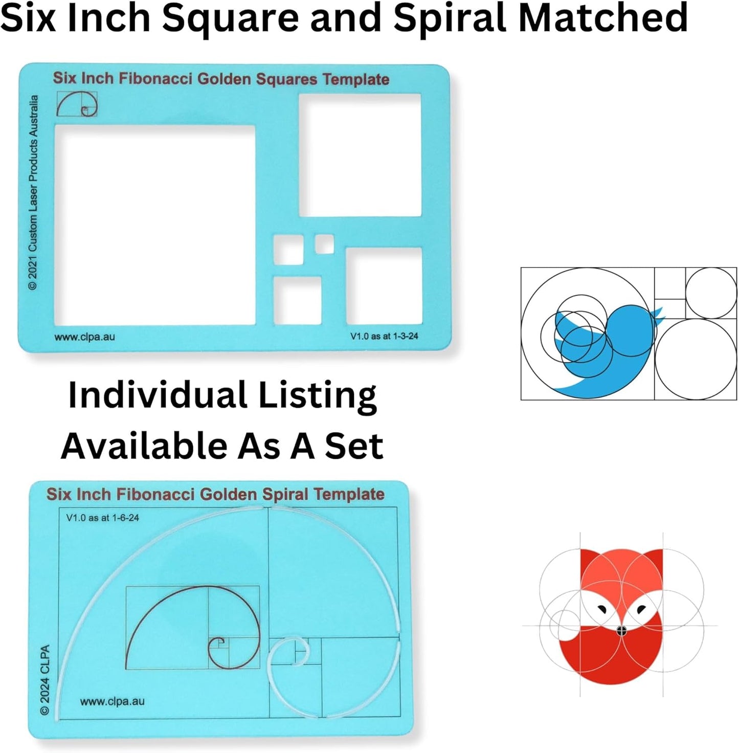 6" Square Stencil Template for Drawing and Drafting: A Fibonacci-Inspired Square Drawing Tool for Artists Allows The Simple Application of The Golden or Divine Ratio for Artistic Design