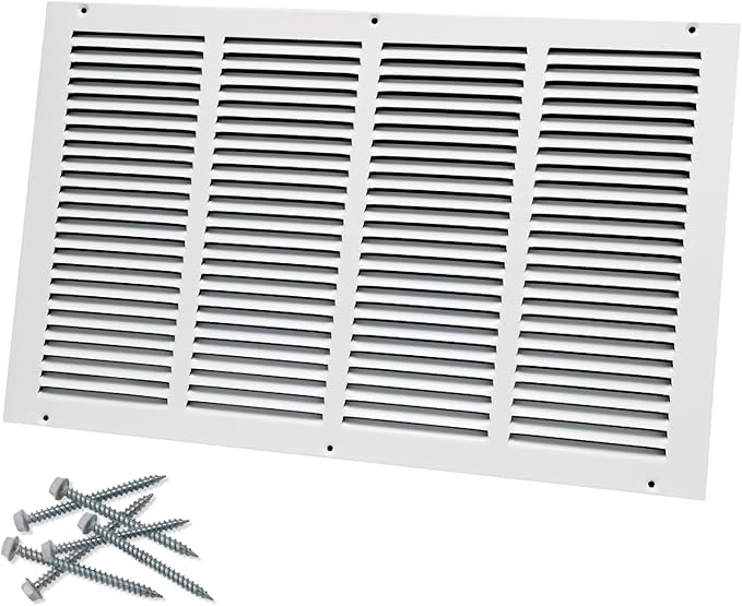 20"W x 12"H [Duct Opening Size] Steel Return Air Grille, Air Return Vent Cover for Ceiling and Sidewall - HVAC Air Vent Covers - [Outer Dimensions: 21.75"W x 13.75"H]
