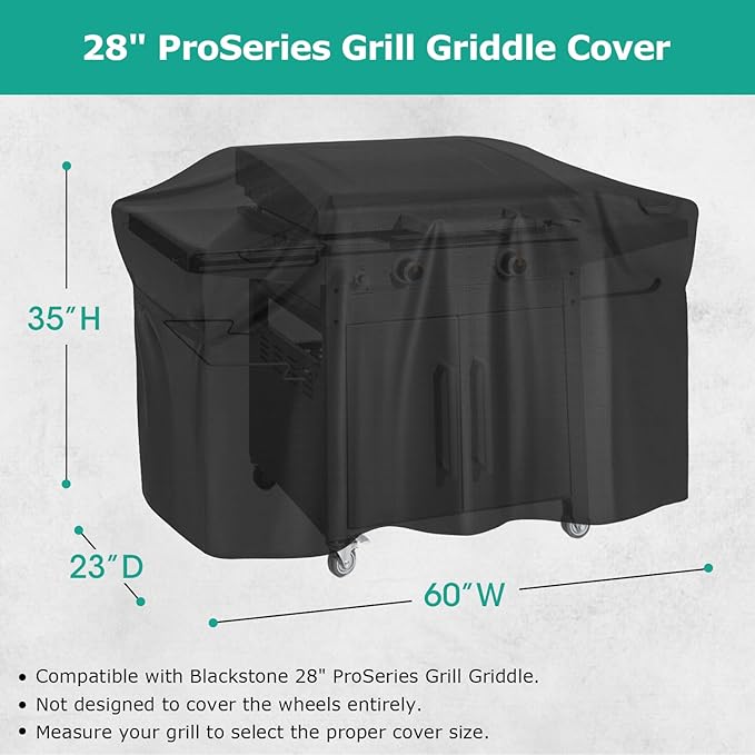 SunPatio Griddle Cover for Blackstone 28" Pro Series Griddle, Outdoor Waterproof Flat Top Gas Grill Cover 60 Inch, All Weather Protection Cooking Station Grill Protector, Black