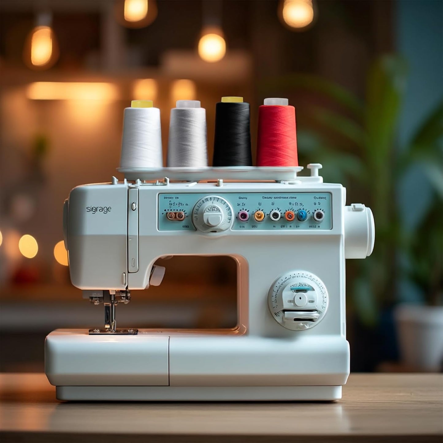 Sewing Thread Cone Set, 4 Pack Serger Thread, 3000 Yards Each, All Purpose Thread for Sewing, Quilting, Machines, Overlock, Merrow & Hand Embroidery (White2Black2)