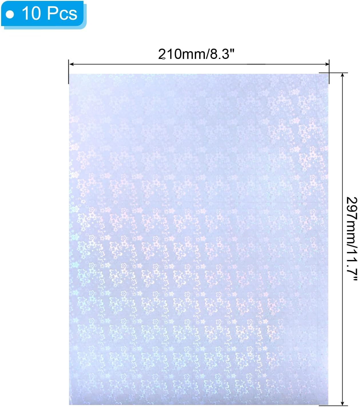 PATIKIL 11.7x8.3" Holographic Sticker Paper, 10Sheets A4 Polypropylene Self-adhesive Transparent Waterproof Laminate Overlay Film for Photo Cards Scrapbook Decorations, Flower