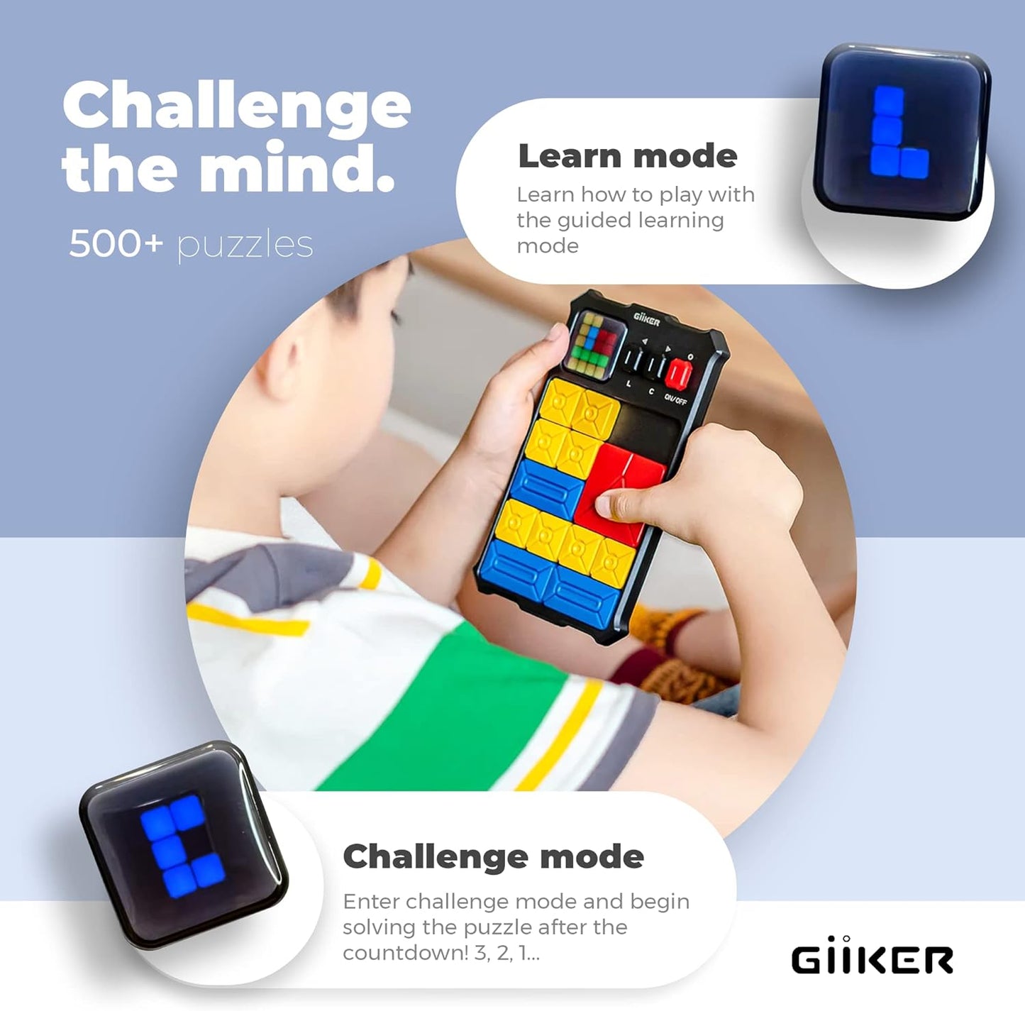 GiiKER Super Slide Puzzle Games, Original 500+ Challenges Brain Teaser Puzzle, Toys for Kids, Travel Games Birthday Gifts Easter Stocking Stuffers for Boys Girls, Activities for Road Trips - Lavender