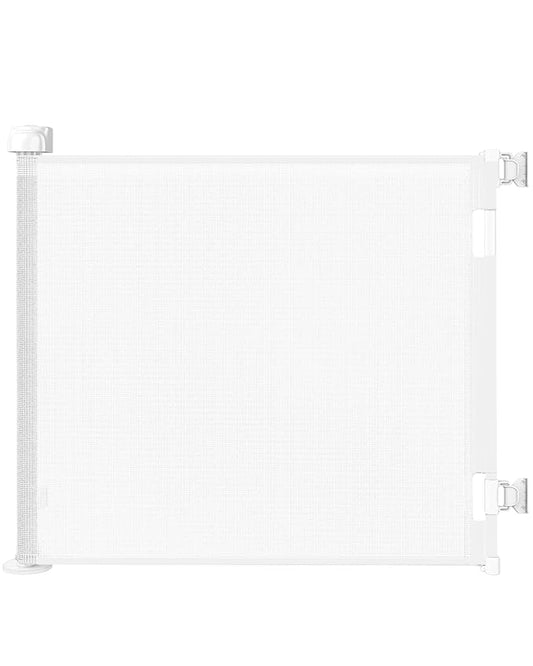 Retractable Baby Gate for Stairs & Doorways, 55" Wide x 33.6" Tall Easy Installation Mesh Dog Gate for Indoor & Outdoor Use,Pet and Dog Safety Gate for Hallways(White)