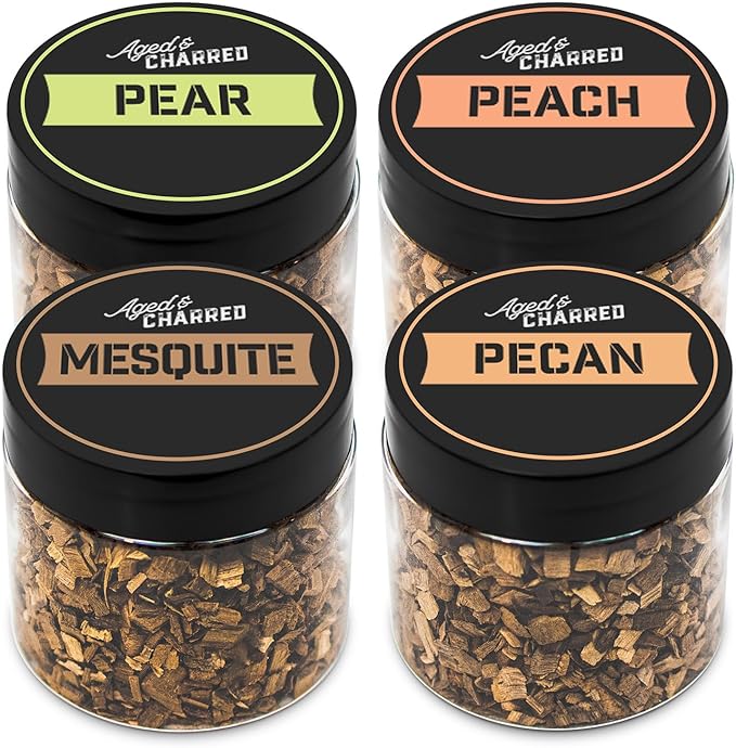 400 Cocktail Smoker Wood Chips - Combo Flavors Big Pack - Pear, Peach, Mesquite, Pecan - Whiskey Smoker Wood Chips for Bourbon, Rum & Cocktail Smoker Kits