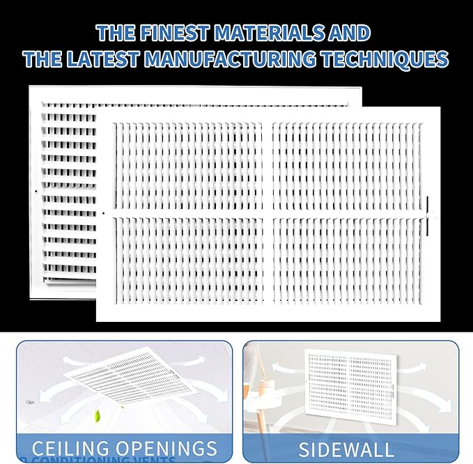 24x14 Vent Register [Duct Opening], Vent Covers for Home Ceiling, Two-Way Ventilation Register, Adjustable Solid Steel Wall Register Vent Cover (24"W x14"H [Duct Opening])