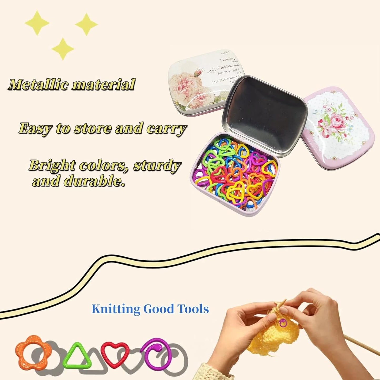 Metal Stitch Markers,Colorful Crochet Stitch Markers,Knitting Stitch Markers with Storage Case,Crochet Gift for Knitting Weaving Lovers (Heart)