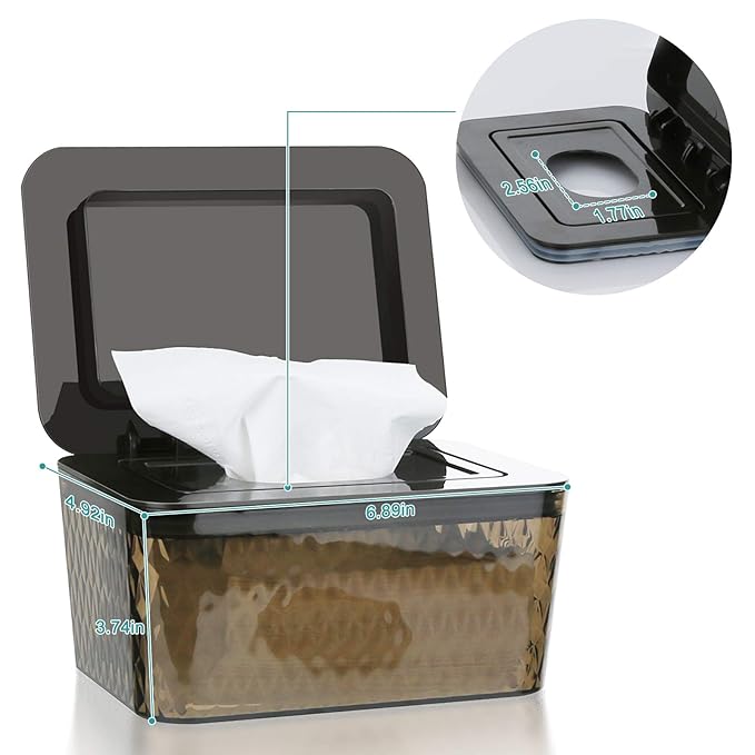 Wipes Dispenser, One-Handed Operation Wipe Holder for Baby & Adult, Seal-Designed Wipes Container for Bathroom Keep Diaper Wipes Fresh (Brown)