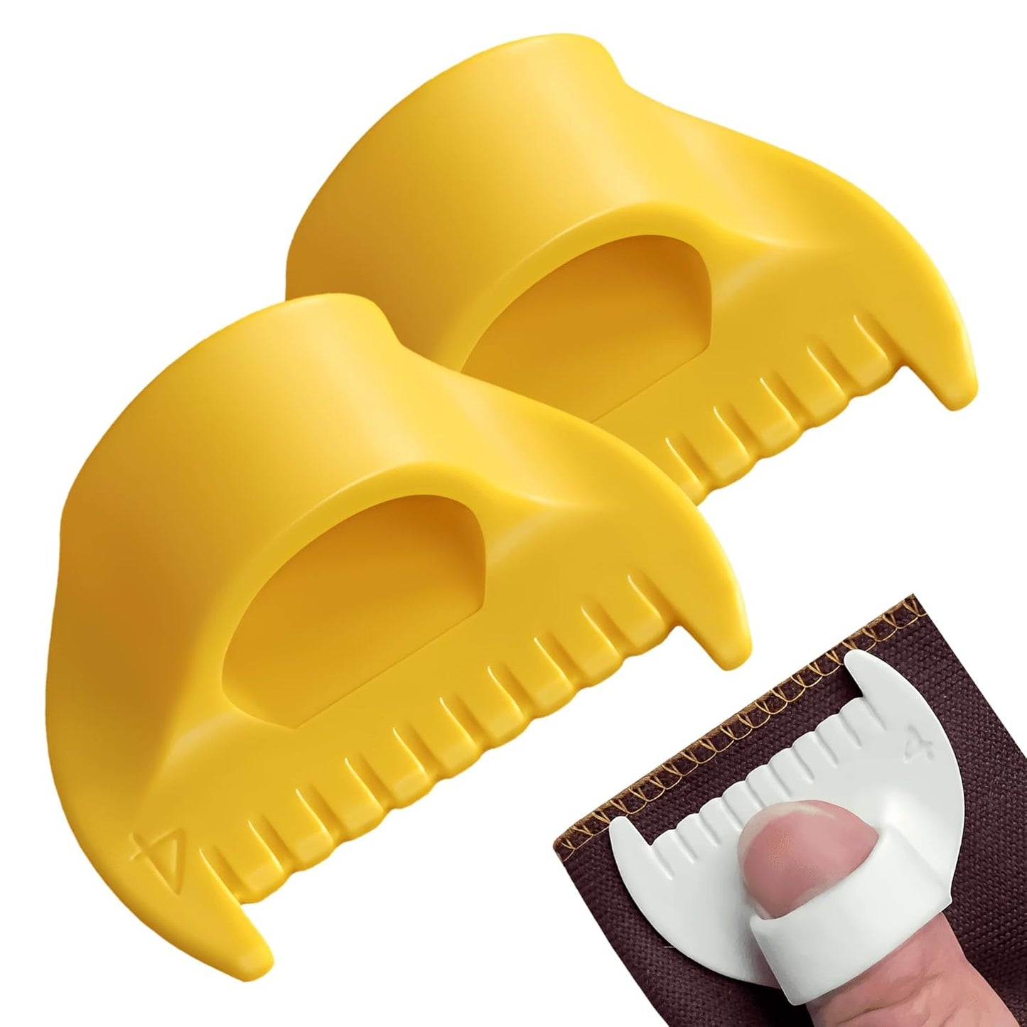 2 PCS 4mm Edge Lock Seam Guide, Mini Sewing Finger Ruler for Hand Sewing, DIY Sewing Kit Tool, Sewing Needle Gauge Measuring Guide, Yellow