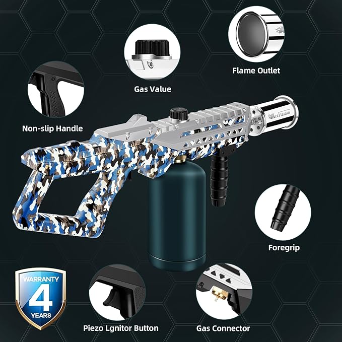 Propane Gun Torch - Powerful Grill & Cooking Blower Torch - Culinary Torch Sous Vide - Adjustable Flamethrower for BBQ, Campfire, Charcoal Wood Grills Lighter(Tank Not Included)