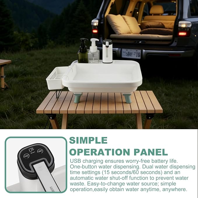 Portable Sink, Portable Hand Washing Station with Electronic Faucet, Easy Setup, Indoor and Outdoor Use, Ideal for Dishwashing, Camping Hygiene, Gardening and More