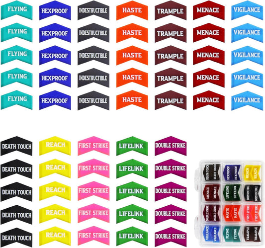 SIXPOINTS 60 Pieces MTG Keyword Counters -Set of Color Coded MTG Tokens & Box Set Compatible with Magic The Gathering, TCG, Card Games Accessories (MTG Keyword Counters)