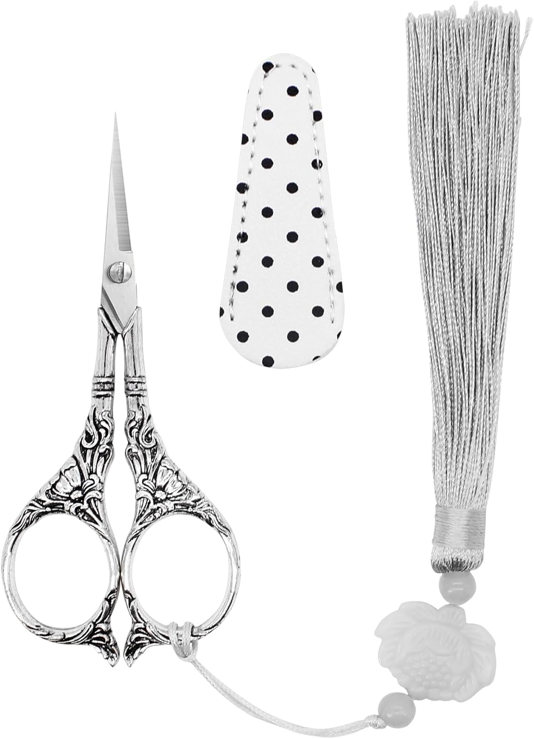BIHRTC 4.5Inch Needlepoint Scissors Sharp Embroidery Scissor with Cover Tassel Stainless Steel Precision Shears Crochet Cross Shears for Beading Sewing Machine DIY Artwork Knitting
