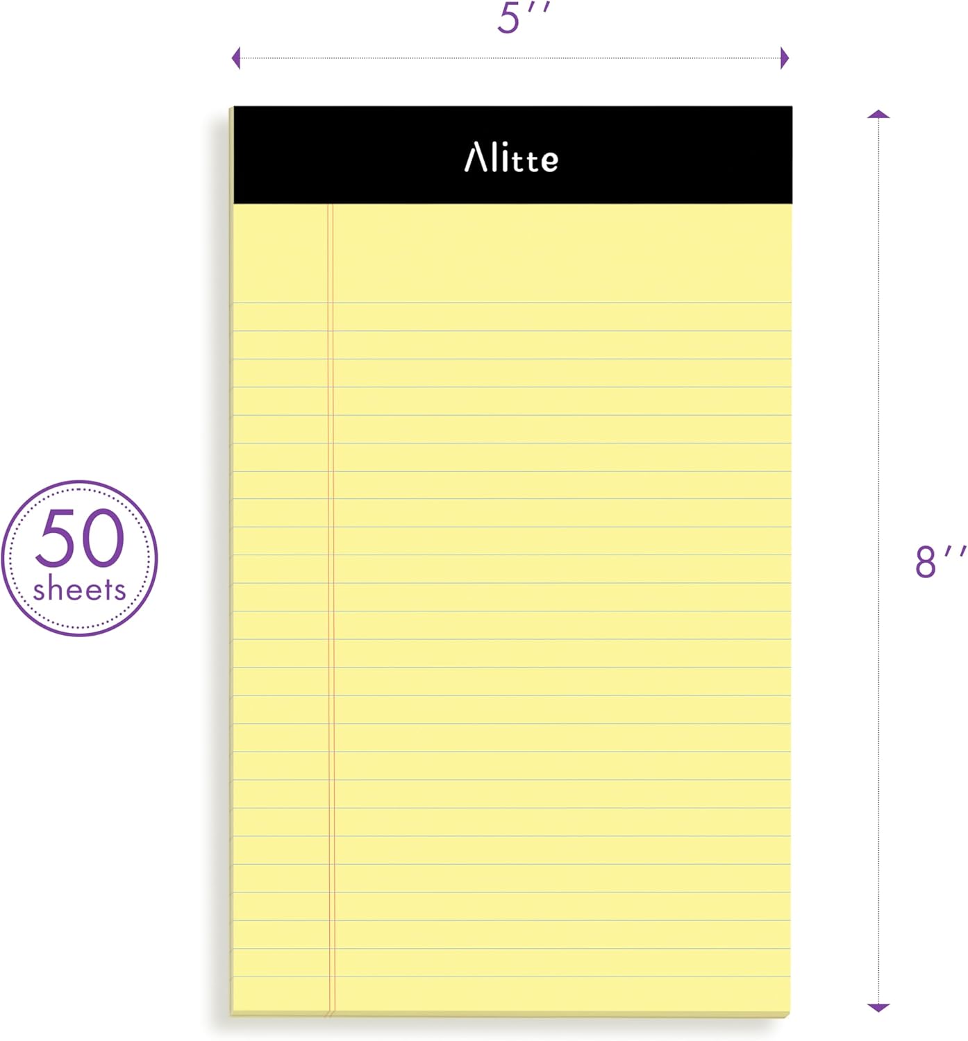 Yellow Legal Notepads 5x8, Pack of 12 - Perforated Narrow Ruled Writing Pad - Premium Thick Paper, No Ink Bleeding - Blank Legal Pads For Home, Office, School, Business - 50 Sheets Per Notebook