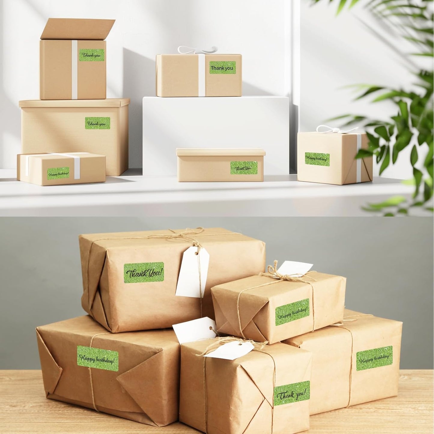 2"x1" Holographic Thermal Labels Stickers, Glitter Direct Thermal Printer Labels, Waterproof Self-Adhesive Address Shipping Label Stickers, 300 Sheet/ 1 Roll, Holographic Shiny Green