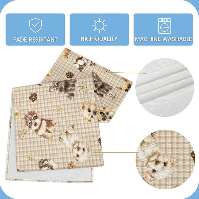 Cute Puppy Table Runner Kitchen Dining Table Runner 13*90in Table Center Decor for Indoor Outdoor Home Holiday Party