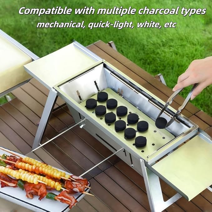 Small Protable Charcoal Grill Outdoor: BBQ MINI Foldable Carbon Griller for camping (2 pack)