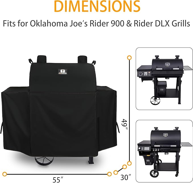 SUPJOYES Grill Cover for Oklahoma Joe's Rider 900 & Rider DLX Grills, Heavy Duty Waterproof Charcoal Offset Smoker Cover, Outdoor BBQ Accessories