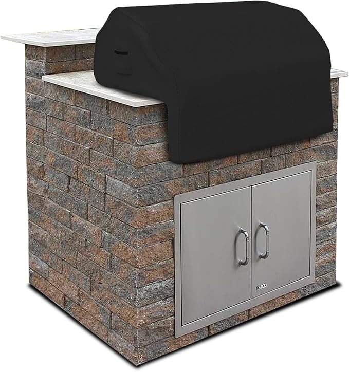 Covers & all Built-in Outdoor Grill Cover, Durable 12 Oz Waterproof Cover Max Material with Air Pocket & Elastic for Snug Fit (57" W x 27" D x 26" H Inches, Black)
