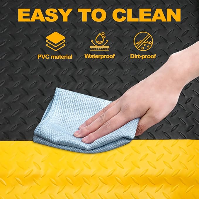 3 x 5 FT Industrial Anti Fatigue Mats, 15/16 Inch Thick Soft Sponge Ergonomic Mat, Nonslip Diamond Plate Work Mat, for Relieving Soreness in The Back and Legs