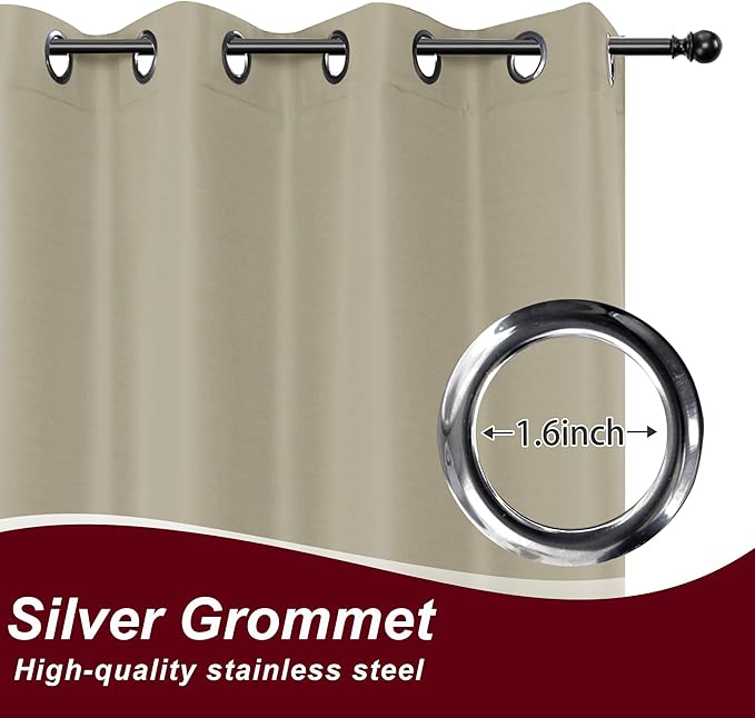 HolidayIdeas Grommet Outdoor Curtains for Patio Waterproof 8 Pcs All Weather Balcony Outside Curtains for Apartments, Gazebo, Pergolas, Porch, 54x84 Inch, Taupe