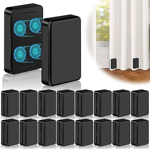 32 Pcs Outdoor Curtain Weights, 16 Pairs Upgrade to Heavier Magnetic Drapery Weights, Plastic Wrapped Waterproof Curtain Magnets for Home Decor, Outside Curtain, Tablecloth, Shower Curtains
