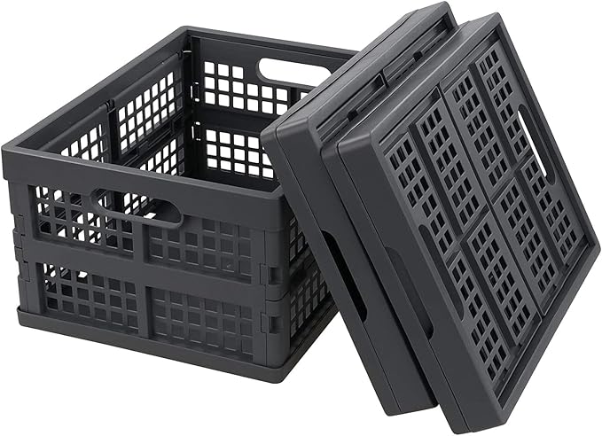 15 Liter Collapsible Crates, Plastic Folding Basket Bins Set of 3